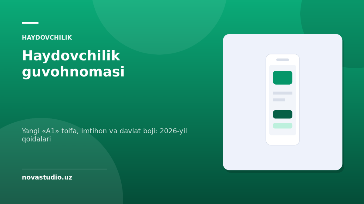 Haydovchilik guvohnomasi 2026: «A1» toifa, imtihon va davlat boji