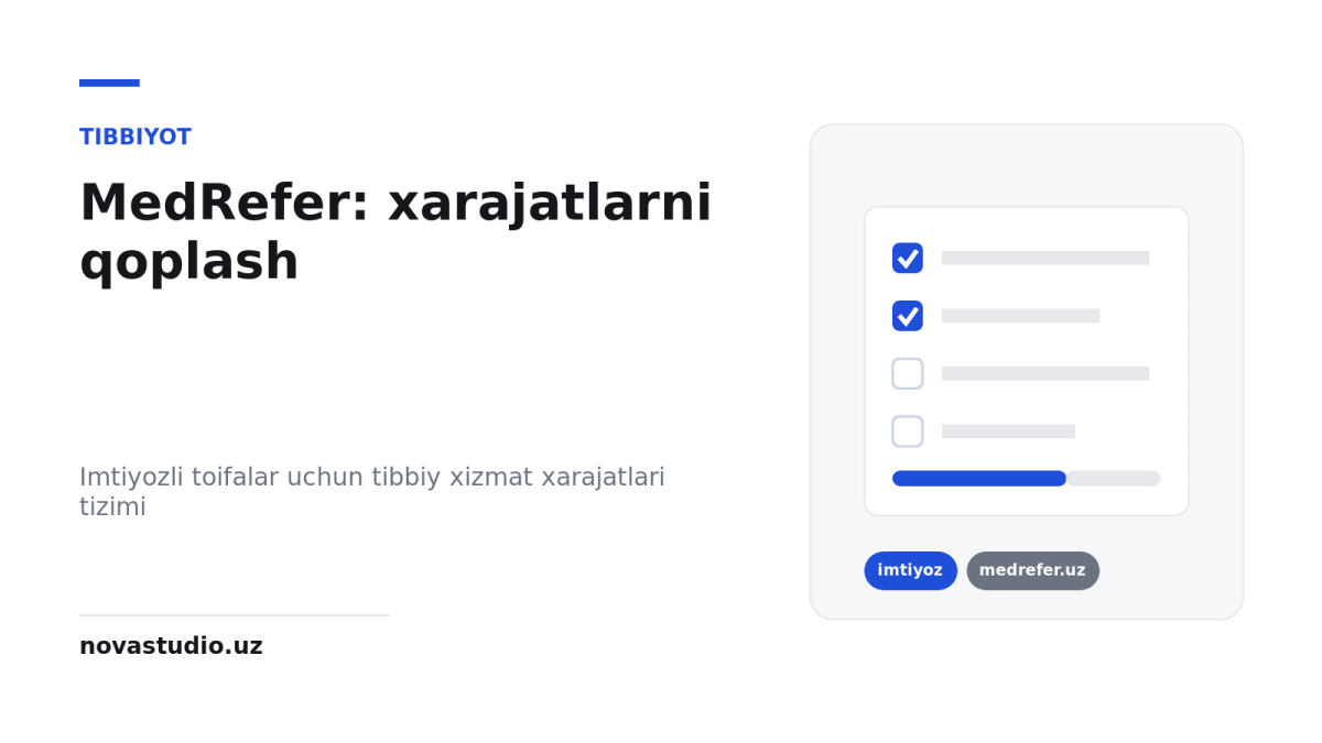 MedRefer (medrefer.uz): imtiyozli toifalarga tibbiy xizmat xarajatlarini qoplash tizimi
