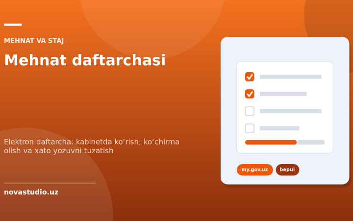 Mehnat daftarchasi 2026: elektron daftarchani koʻrish va my.gov.uz orqali koʻchirma olish