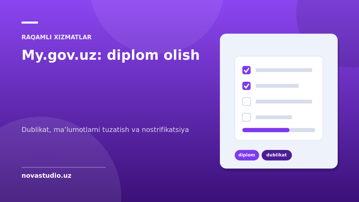 My.gov.uz: diplom olish — Dublikat, maʼlumotlarni tuzatish va nostrifikatsiya
