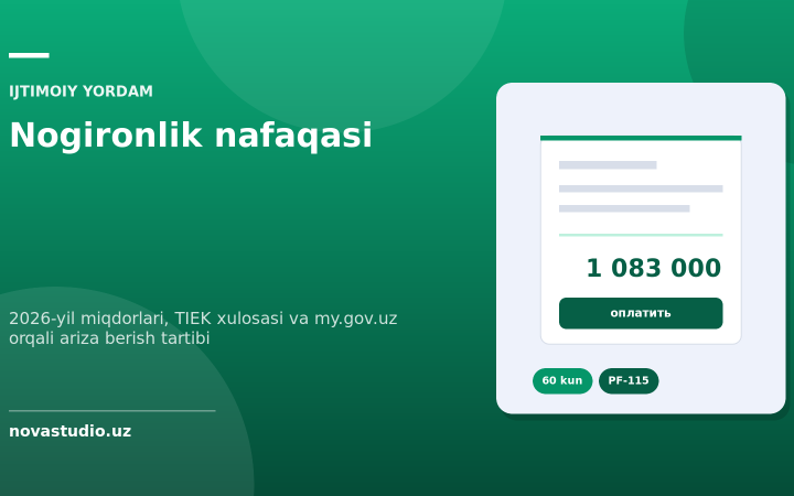 Nogironlik nafaqasi 2026: miqdorlari, TIEK xulosasi va ariza berish tartibi