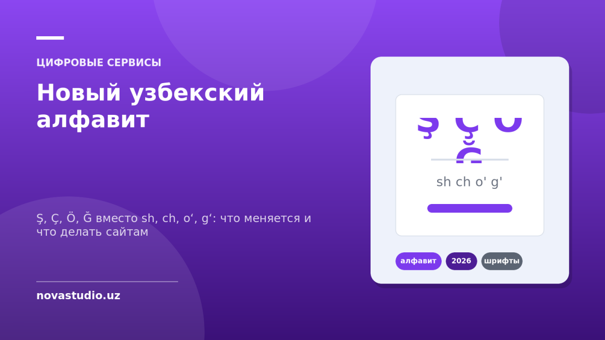 Новый узбекский алфавит — Ş, Ç, Ö, Ğ вместо sh, ch, oʻ, gʻ: что меняется и что делать сайтам