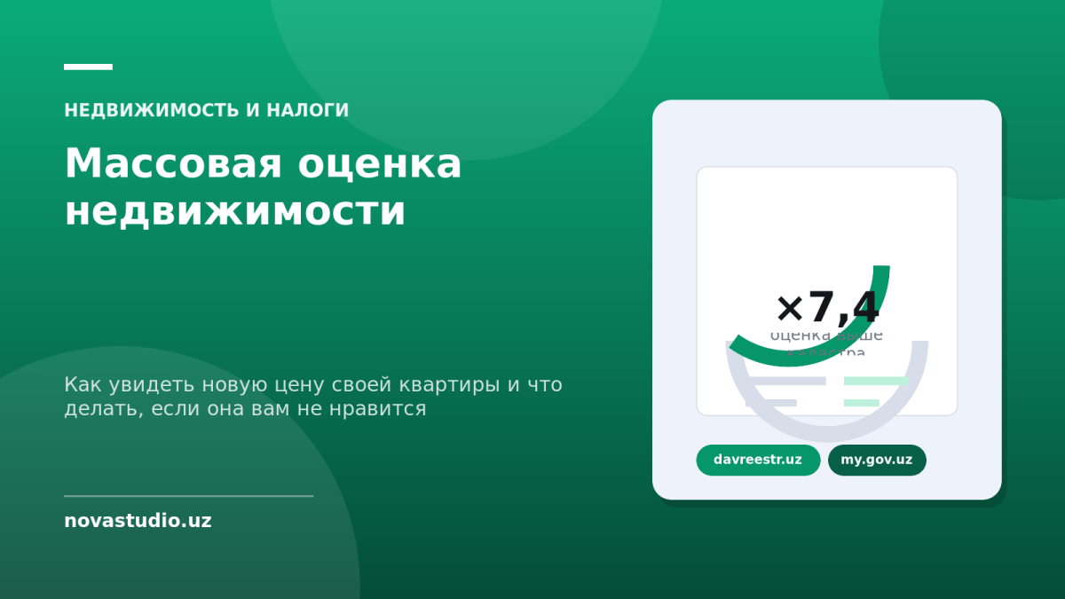 Массовая оценка недвижимости, оценка выше кадастровой в 7,4 раза: где посмотреть новую цену квартиры на davreestr.uz и my.gov.uz и 60 дней на возражение
