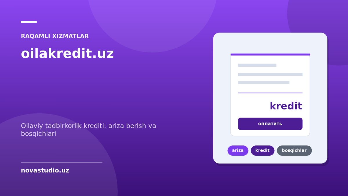oilakredit.uz — oilaviy tadbirkorlik krediti: ariza berish va bosqichlari