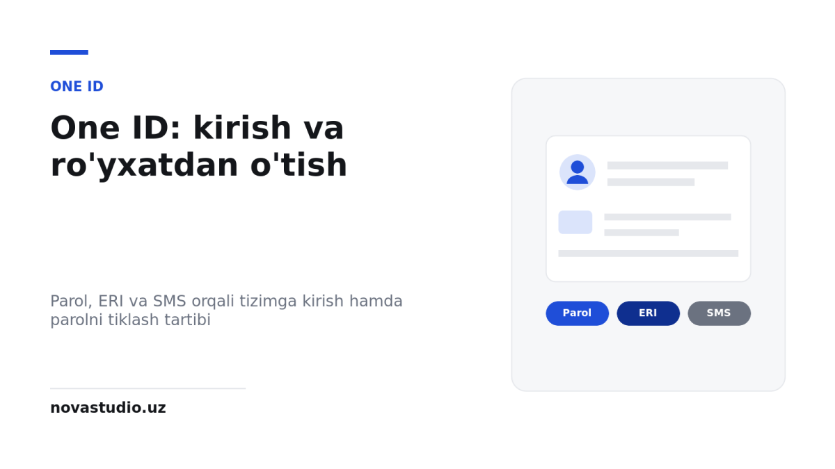 One ID nima va unga qanday kirish kerak: ro’yxatdan o’tish, parolni tiklash