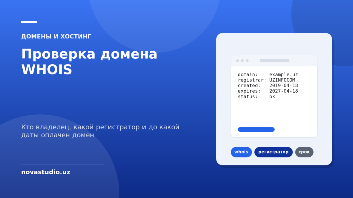 Проверка домена WHOIS — кто владелец, какой регистратор и до какой даты оплачен домен