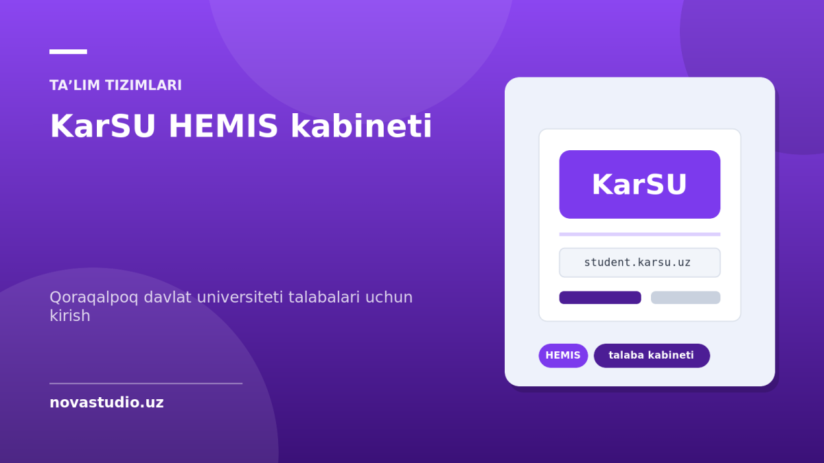 KarSU HEMIS kabineti, student.karsu.uz — Qoraqalpoq davlat universiteti talabalari uchun kirish