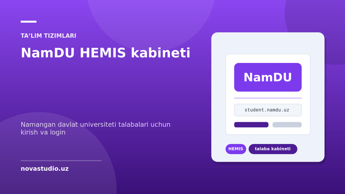 NamDU HEMIS kabineti, student.namdu.uz — Namangan davlat universiteti talabalari uchun kirish va login