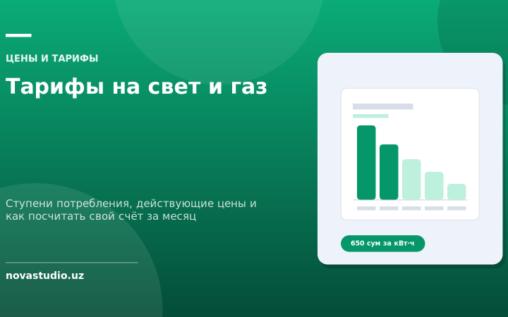 Тарифы на свет и газ в Узбекистане: ступени 2026 года, расчёт счёта и где проверить долг