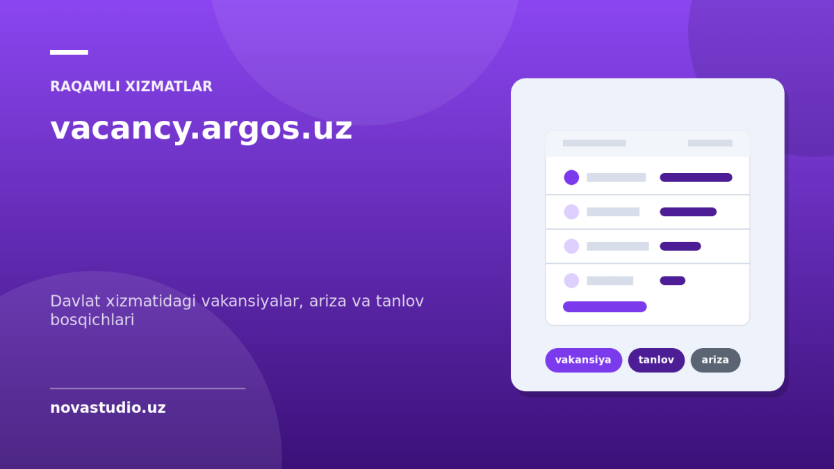 vacancy.argos.uz — davlat xizmatidagi vakansiyalar, ariza va tanlov bosqichlari