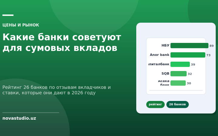 Обложка: рейтинг банков Узбекистана для сумовых вкладов 2026