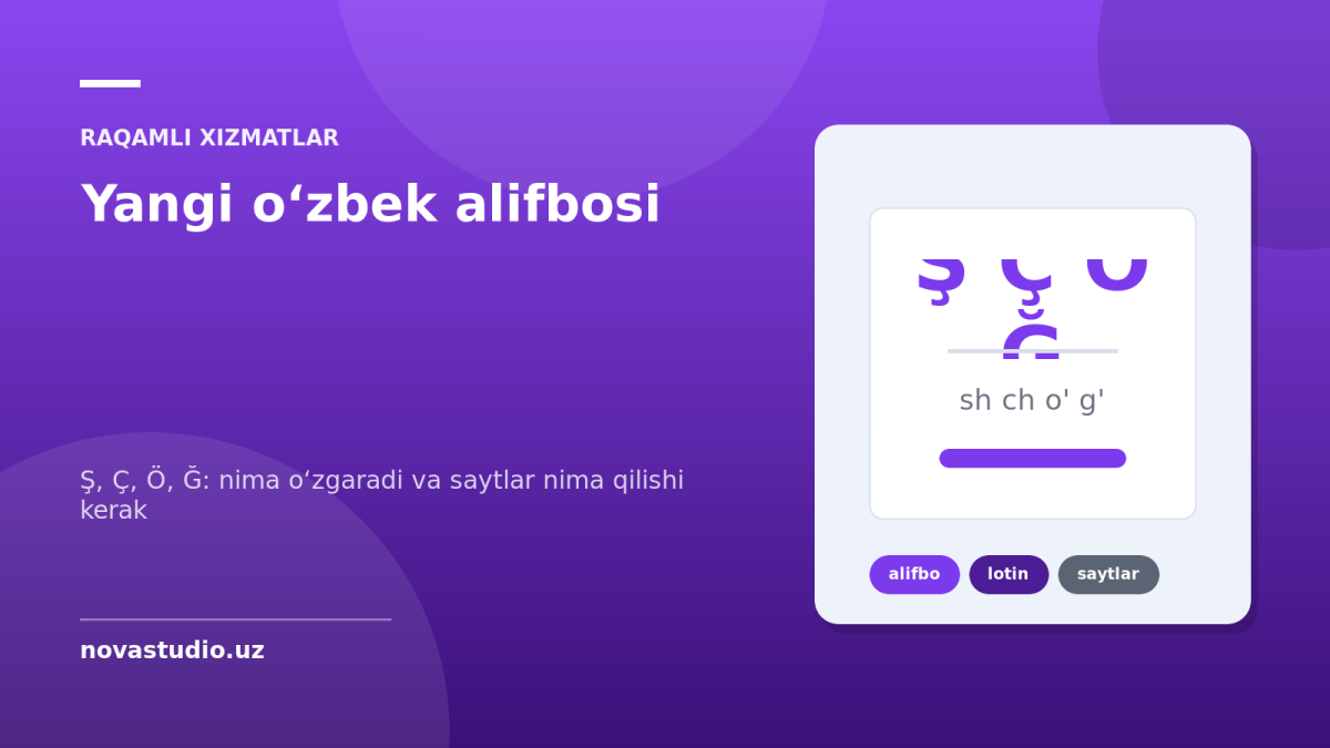 Yangi oʻzbek alifbosi — Ş, Ç, Ö, Ğ: nima oʻzgaradi va saytlar nima qilishi kerak